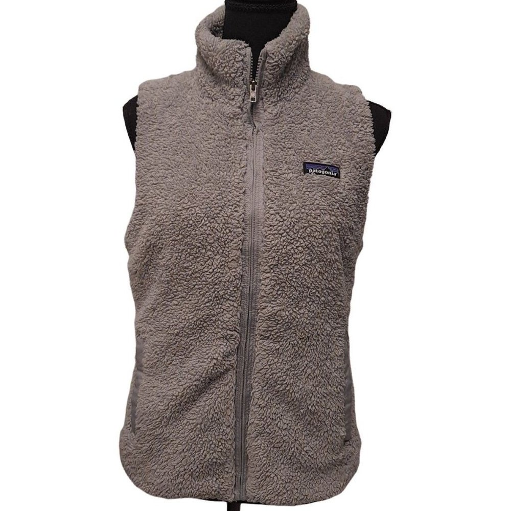 Patagonia Womens Light Gray Fleece Full Zip Sleeveless Mock Neck Vest Size M